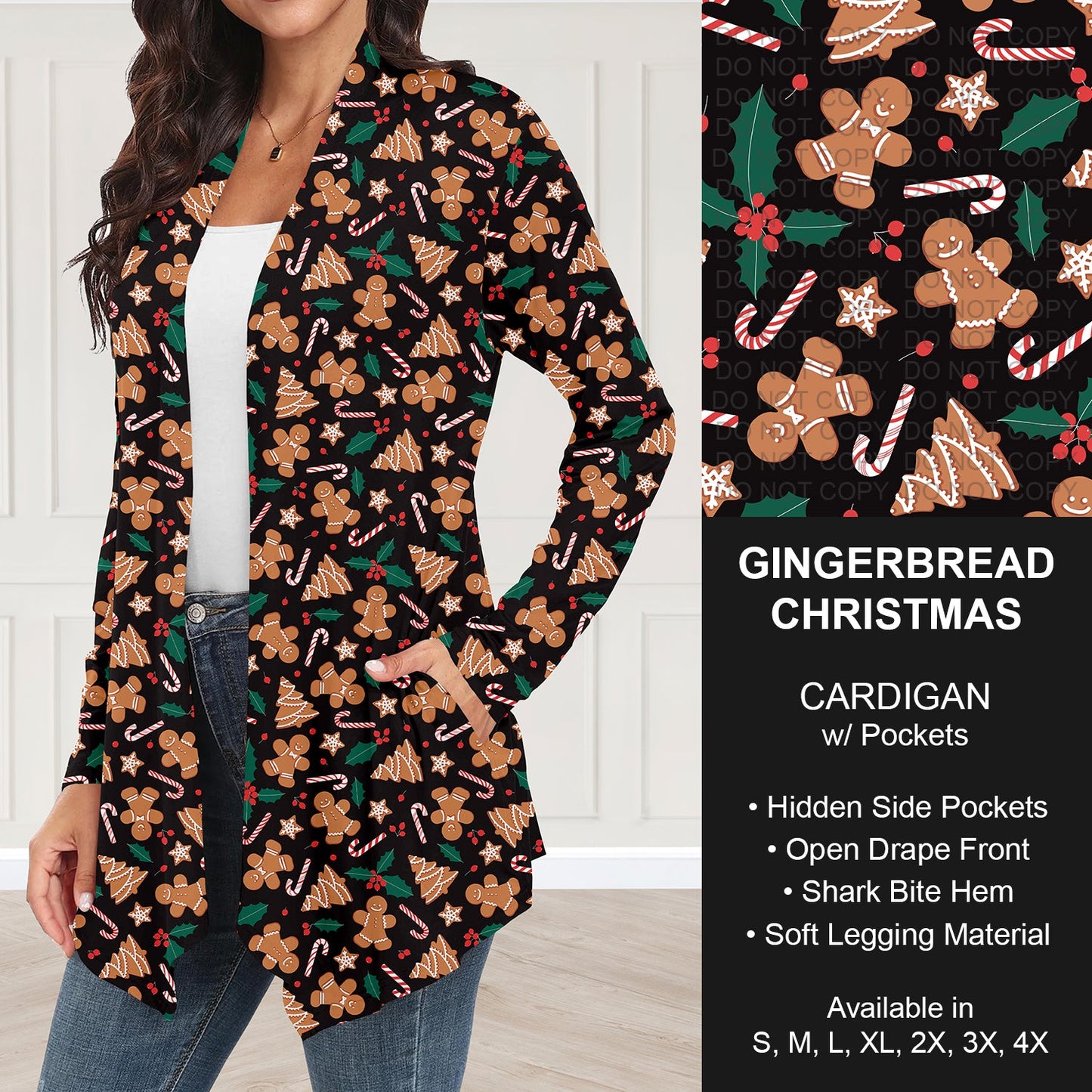 B253 - Preorder Gingerbread Christmas Cardigan w/ Pockets (Closes 9/28. ETA: late Nov.)