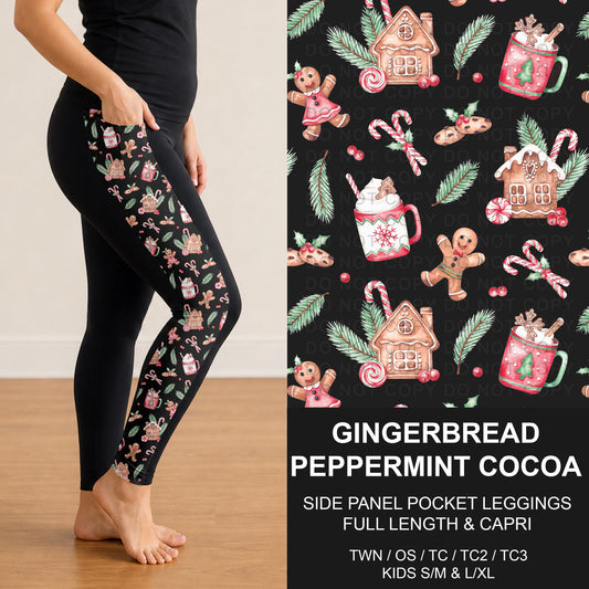B313 - Preorder Gingerbread Peppermint Cocoa Side Panel Pocket Leggings (Closes 9/20. ETA: late Nov.)