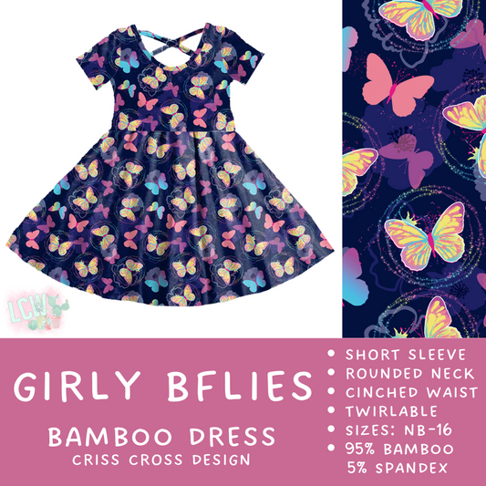 Ready to Ship - Girly BFlies Criss-Cross Bamboo Dress - 4T & 5T