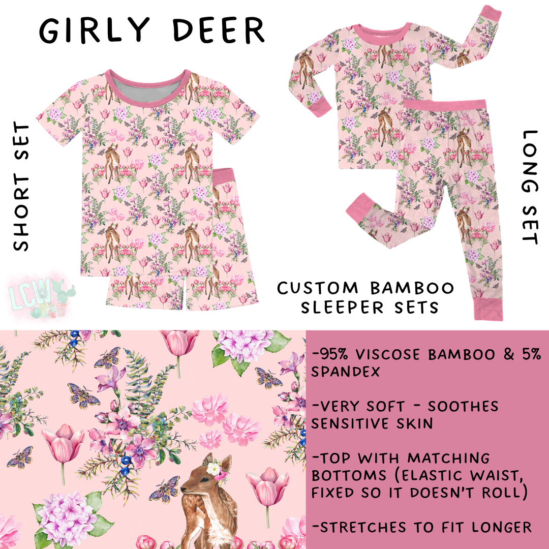 In Production - Batch #366 - Girly Deer Bamboo Short Sleeper Set - 12T