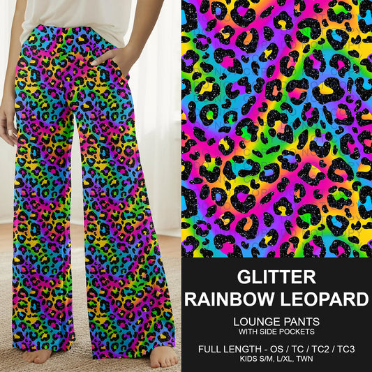B269 - Preorder Glitter Rainbow Leopard Lounge Pants (Closes 12/28. ETA early March)