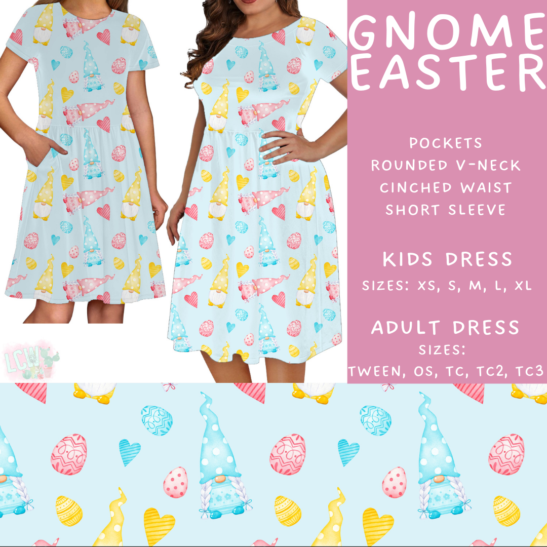 Batch #478 - Bunny Trail Collection - Closes 1/12 ETA - Early March - Gnome Easter Adult & Kids Dresses