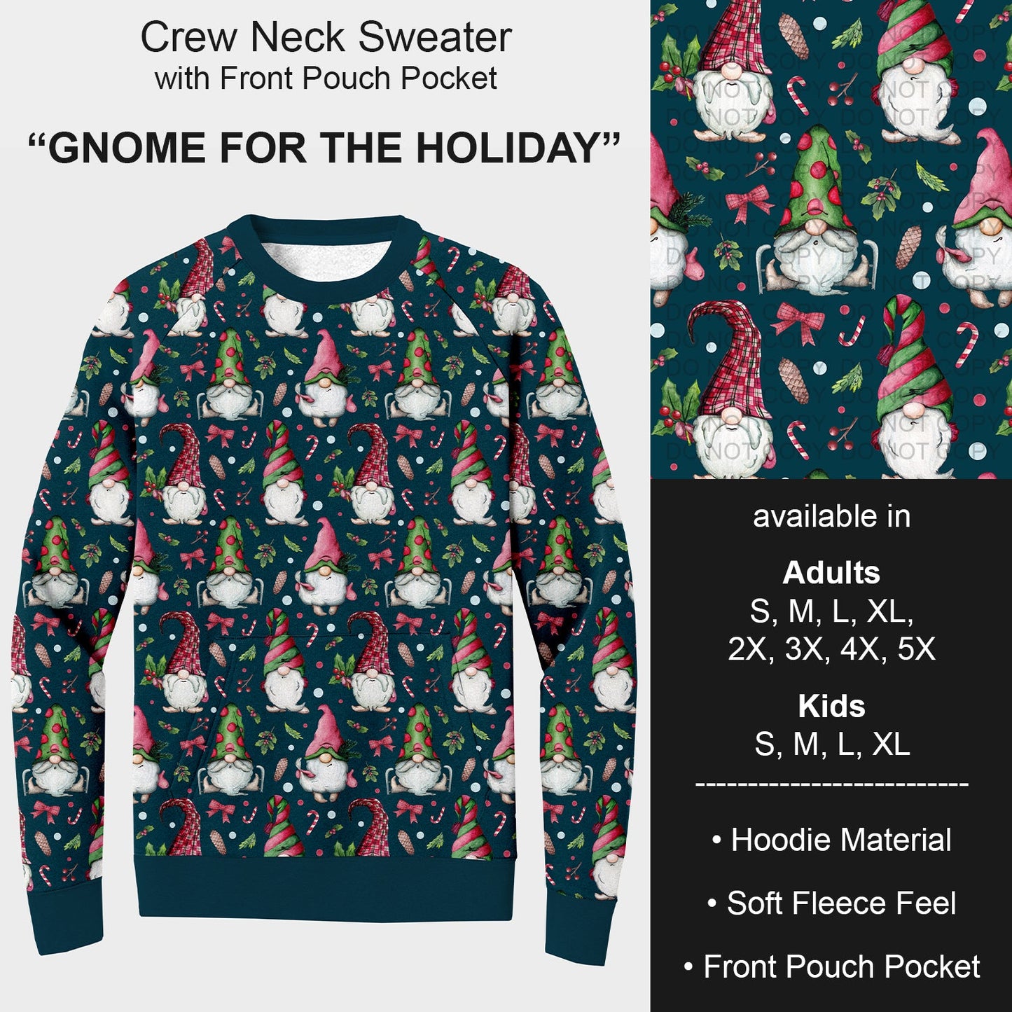 B254 - Preorder Gnome for the Holiday Sweater w/ Front Pocket (Closes 10/05. ETA early Dec.)