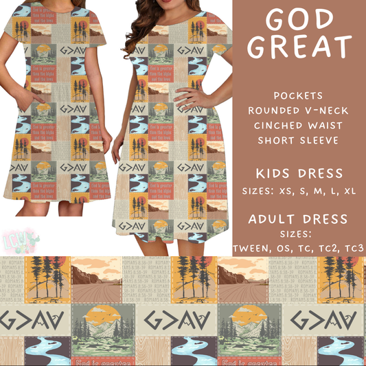 Batch #468 - Fun Run 18 - Closes 12/26 - ETA late Feb - God Great Adult & Kids Dresses