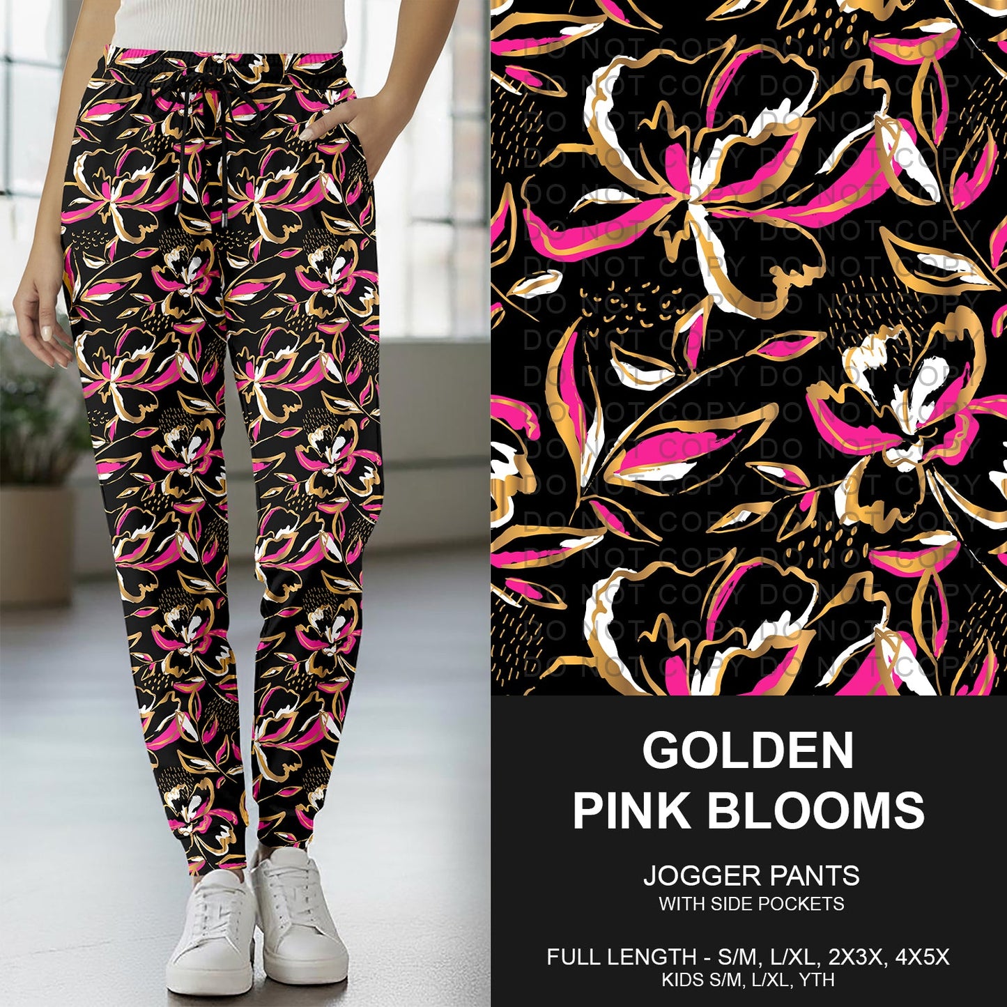 B270 - Preorder Golden Pink Blooms Joggers (Closes 1/18. ETA early April)