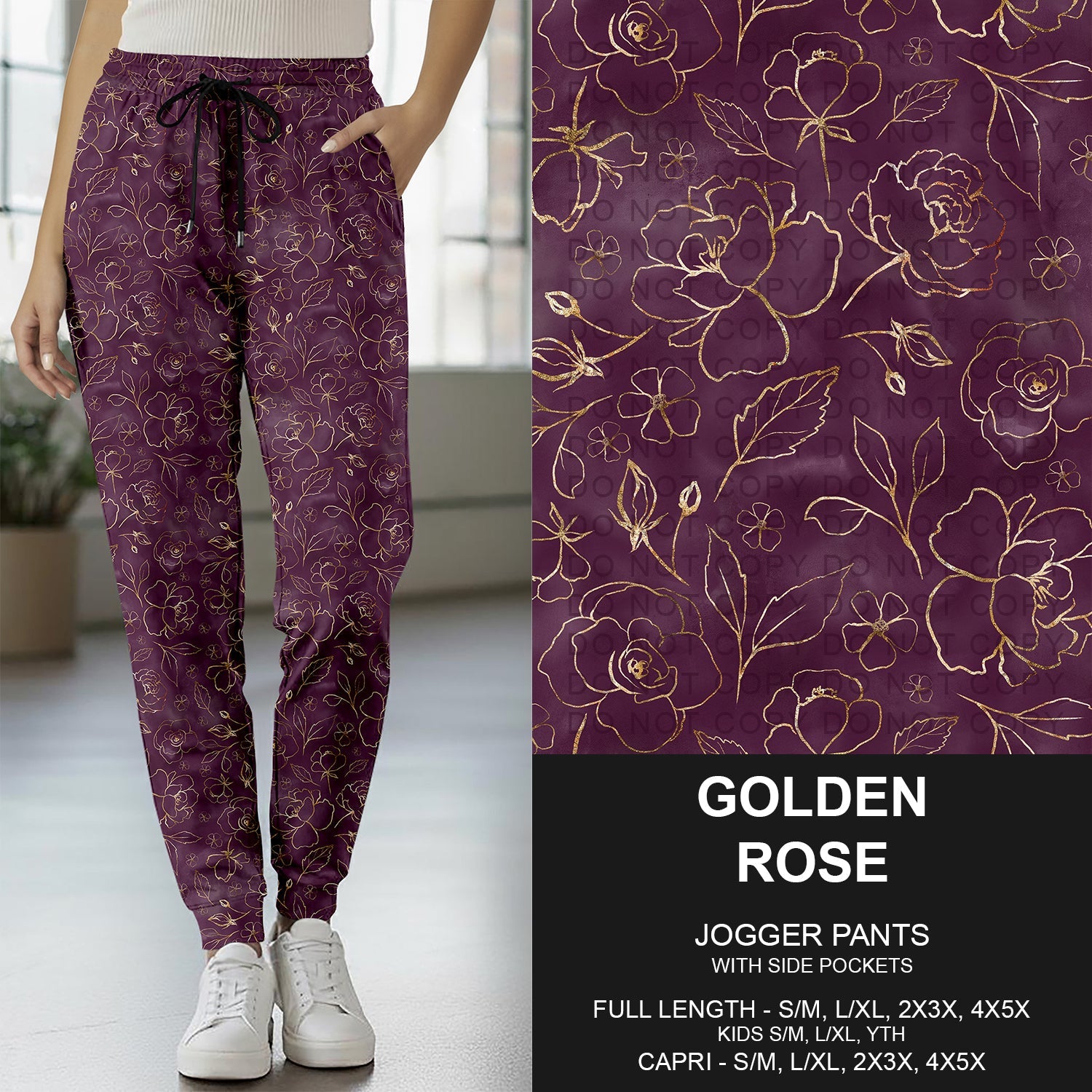 B277 - Preorder Golden Rose Joggers (Closes 3/08. ETA: mid May) - Alonna's Legging Land