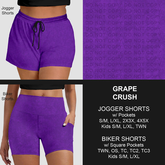 B280 - Preorder Grape Crush Jogger/Biker Shorts (Closes 3/22. ETA: late May)