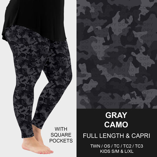 B251 - Preorder Gray Camo Leggings w/ Pockets (Closes 9/14. ETA: mid Nov.)
