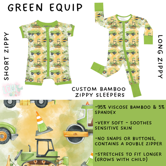 In Production - Batch #366 - Green Equip  Long Zippy Sleeper - 3T
