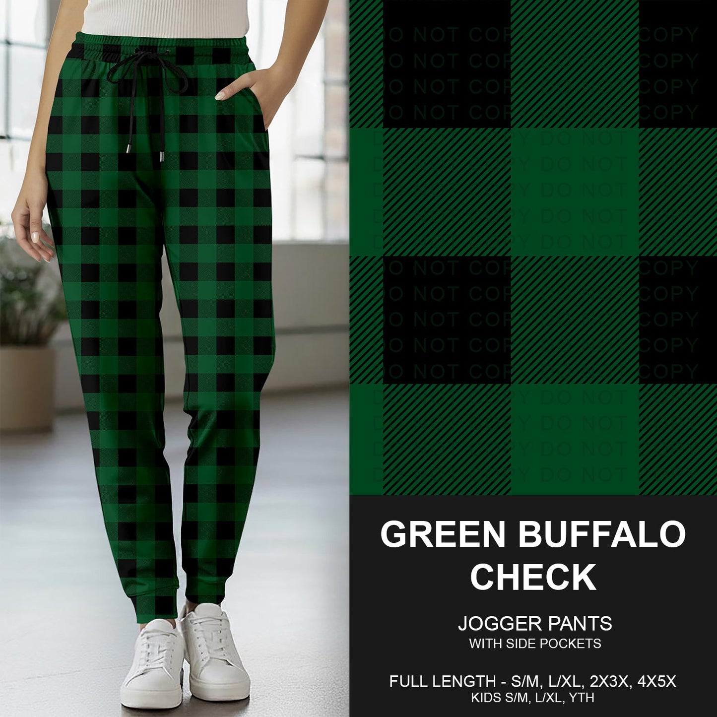 B268 - Preorder Green Buffalo Check Joggers (Closes 12/28. ETA mid Feb.)