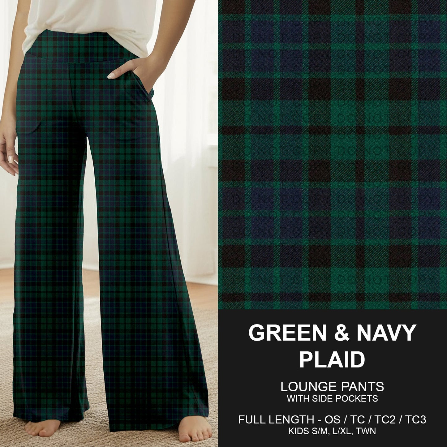 B268 - Preorder Green and Navy Plaid Lounge Pants (Closes 12/28. ETA mid Feb.)