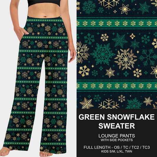 B253 - Preorder Green Snowflake Sweater Lounge Pants (Closes 9/28. ETA late Nov.)