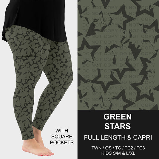 B296 - Preorder Green Stars Leggings w/ Pockets (Closes 6/21. ETA: late Aug.)