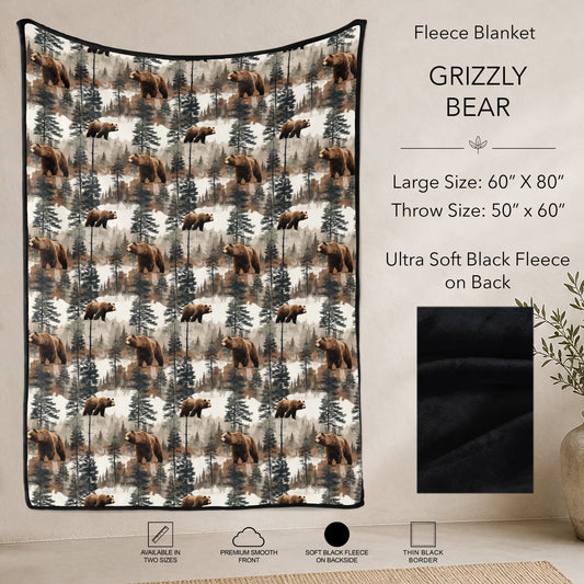 B304 - Pre-Order Grizzly Bear Fleece Blanket (Closes 7/31. ETA: early Oct)