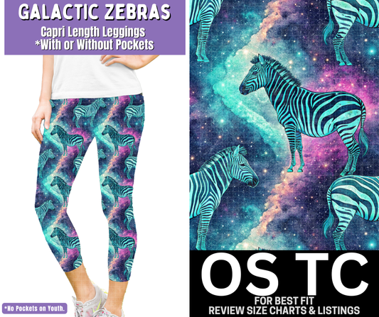Galactic Zebras Capri Length Leggings w/ Pockets