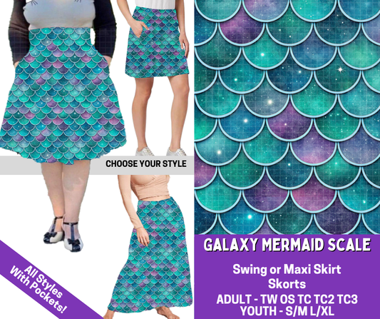 Preorder! Closes 5/27. ETA Aug. Galaxy Mermaid Combo Skort/Skirt Lengths