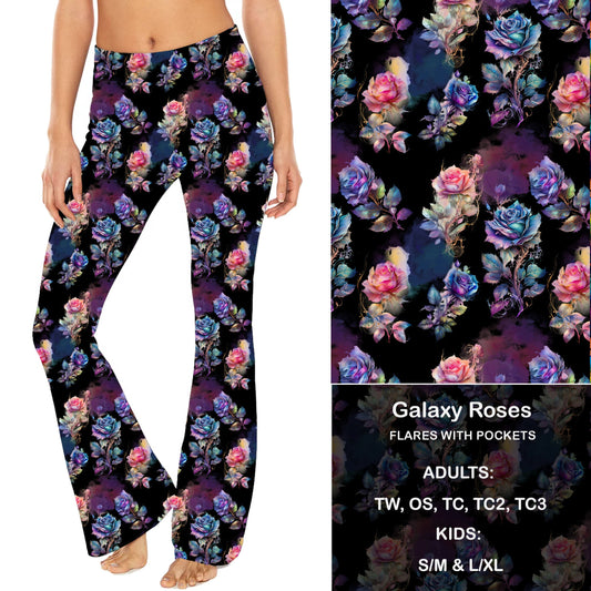 Galaxy Roses - Yoga Flares with Pockets - Alonna's Legging Land