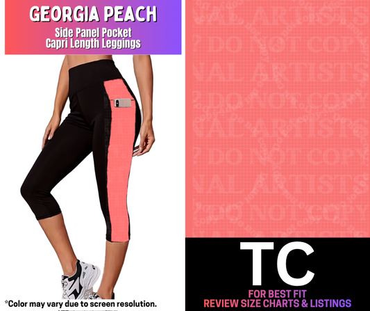 Georgia Peach Side Panel Pocket Capri Length Leggings