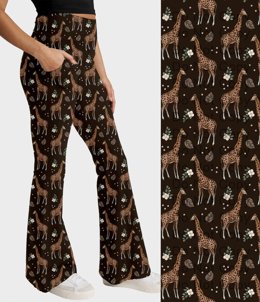 RTS - Giraffe Flare Leggings w/ Pockets