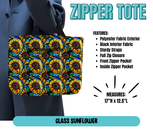 Preorder! Closes 5/21. ETA August. Glass Sunflower Zipper Tote