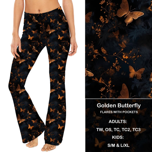 Golden Butterfly - Yoga Flares with Pockets - Alonna's Legging Land