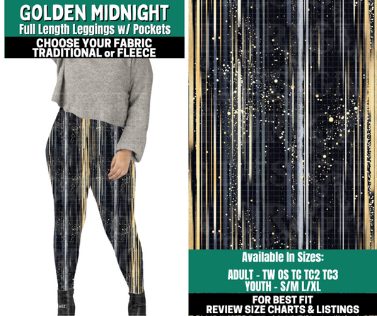 Preorder! Closes 10/27. ETA Jan. Golden Midnight Leggings Choose Fleece or Traditional