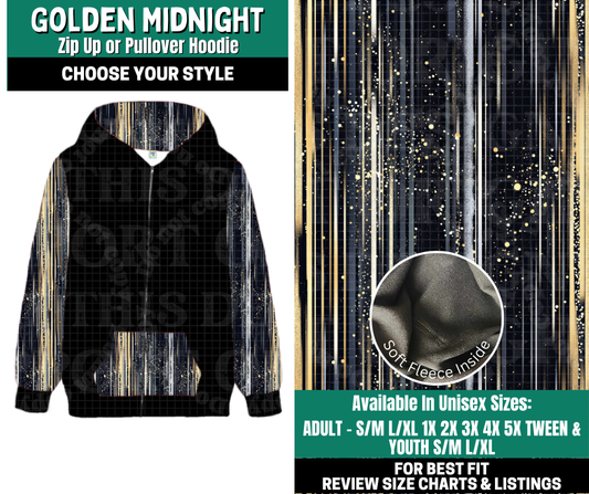 Preorder! Closes 10/27. ETA Jan. Golden Midnight Zip-Up or Pullover Hoodie