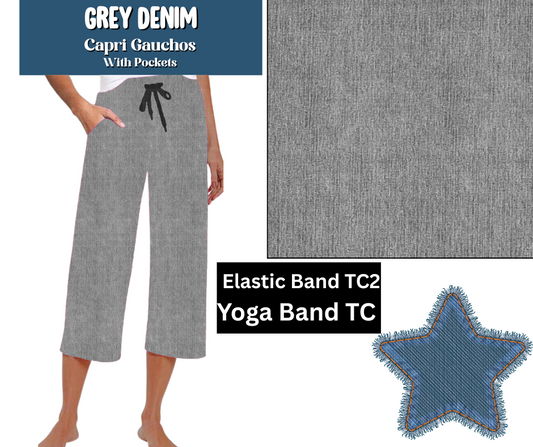 Grey Denim Capri Gauchos