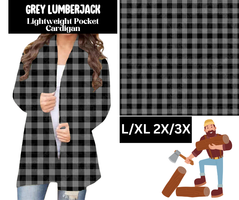 Grey Lumberjack Pocket Cardigan