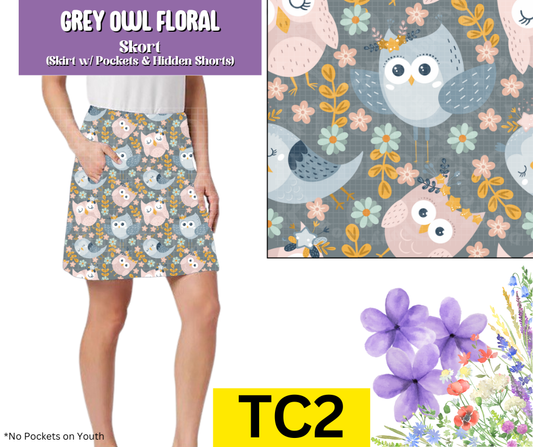 Grey Owl Floral Skort