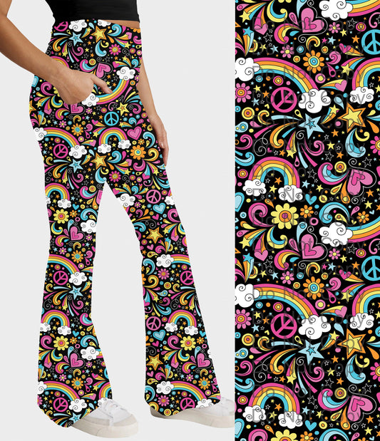 RTS - Groovy Rainbow Flare Leggings w/ Pockets