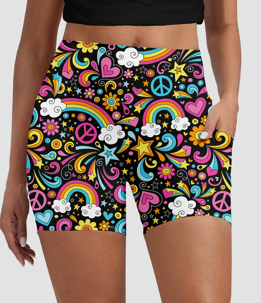 RTS - Groovy Rainbow Biker Shorts w/ Pockets
