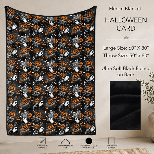 B304 - Pre-Order Halloween Card Fleece Blanket (Closes 7/31. ETA: early Oct)