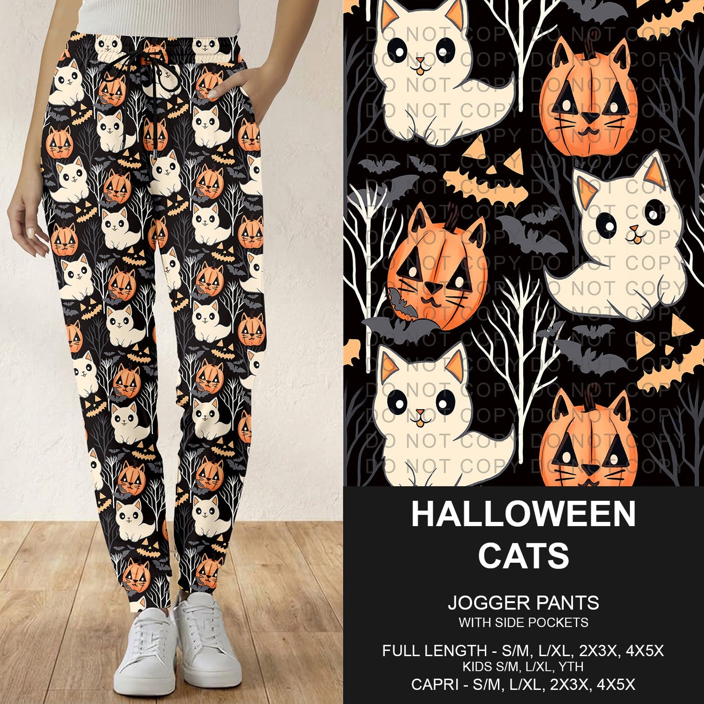 B295 - Preorder Halloween Cats Joggers (Closes 6/14. ETA: late Aug.)