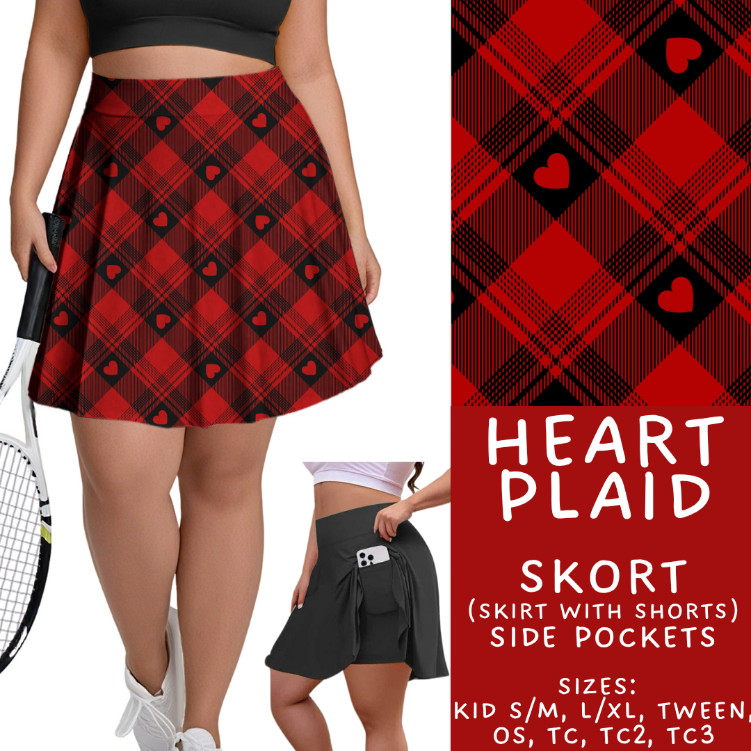 Batch #453 - Love Day 2 - Closes 11/24 - ETA mid Jan - Heart Plaid Skort
