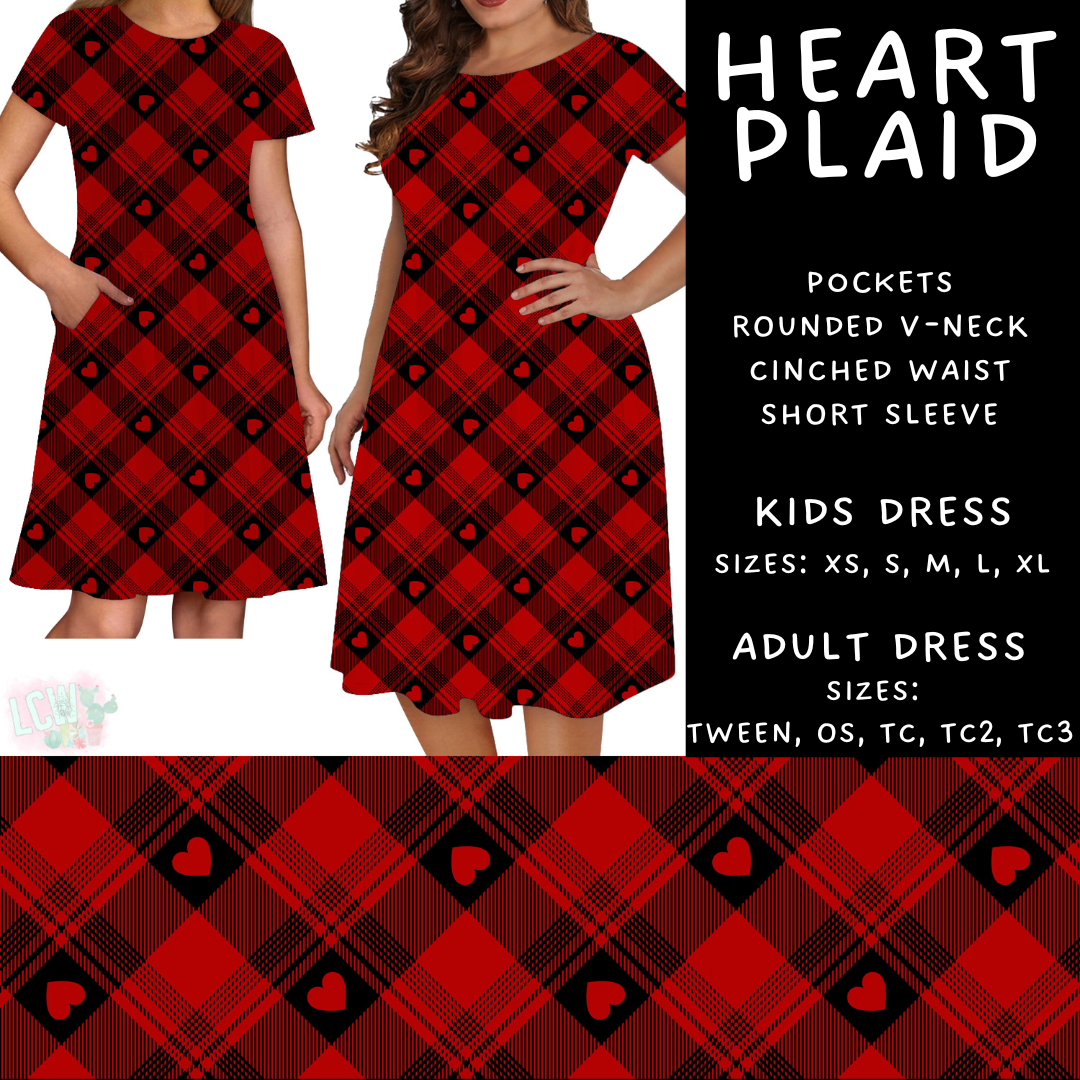 Batch #452 - Mom & Me Love - Closes 11/21 - ETA early Jan - Heart Plaid Womens & Girls Dresses