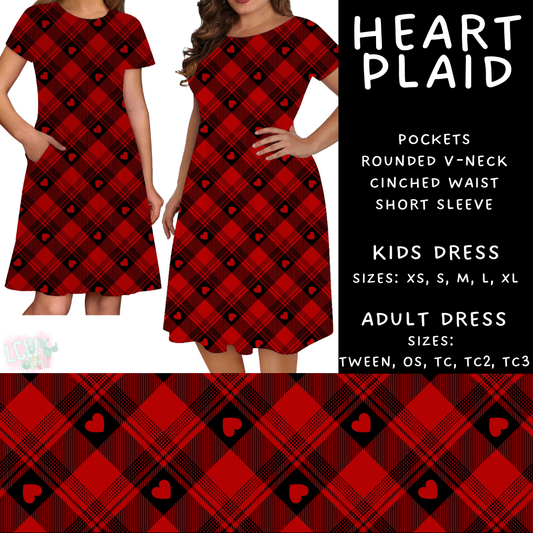 Batch #452 - Mom & Me Love - Closes 11/21 - ETA early Jan - Heart Plaid Womens & Girls Dresses