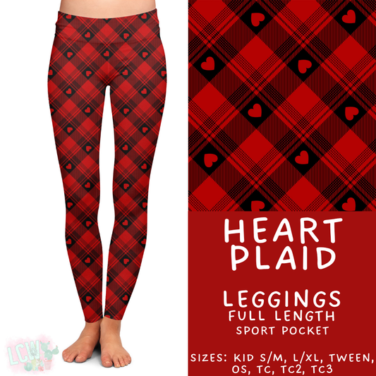 Batch #453 - Love Day 2 - Closes 11/24 - ETA mid Jan - Heart Plaid Full Length Leggings