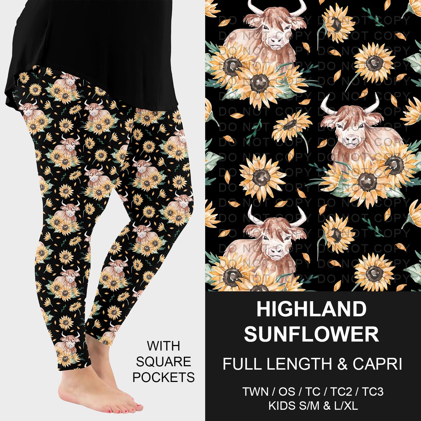 B252 - Preorder Highland Sunflower Leggings w/ Pockets (Closes 9/21. ETA: mid Nov.)