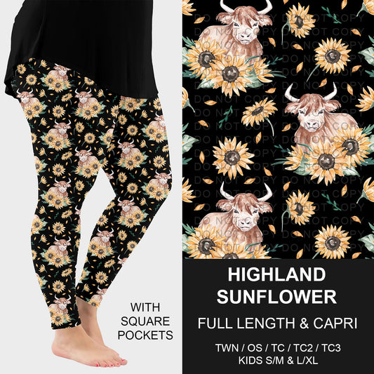B252 - Preorder Highland Sunflower Leggings w/ Pockets (Closes 9/21. ETA: mid Nov.)
