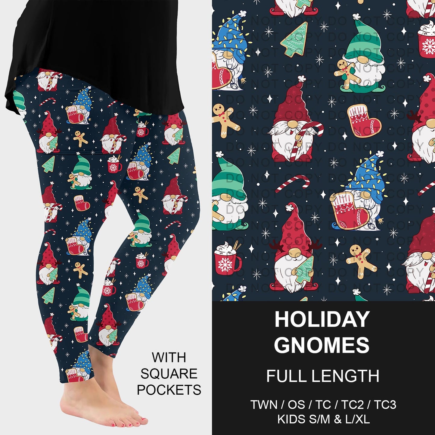 B253 - Preorder Holiday Gnomes Leggings w/ Pockets (Closes 9/28. ETA late Nov.)