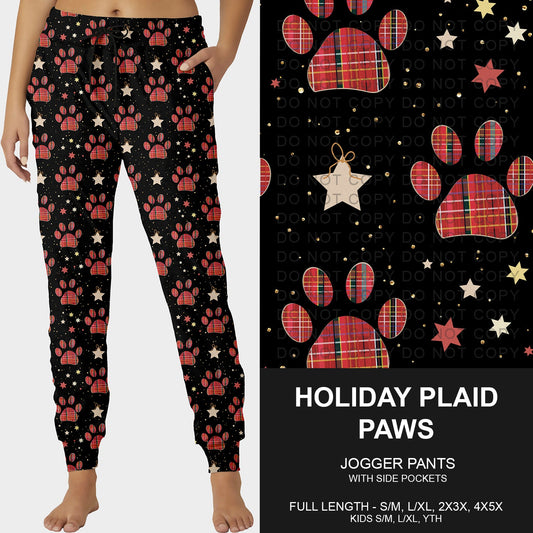 B253 - Preorder Holiday Plaid Paws Joggers (Closes 9/28. ETA late Nov.)