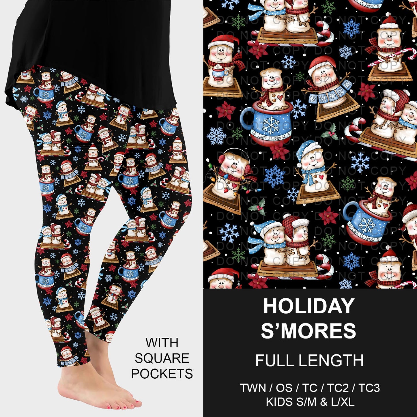 B254 - Preorder Holiday S'mores Leggings w/ Pockets (Closes 10/05. ETA early Dec.)