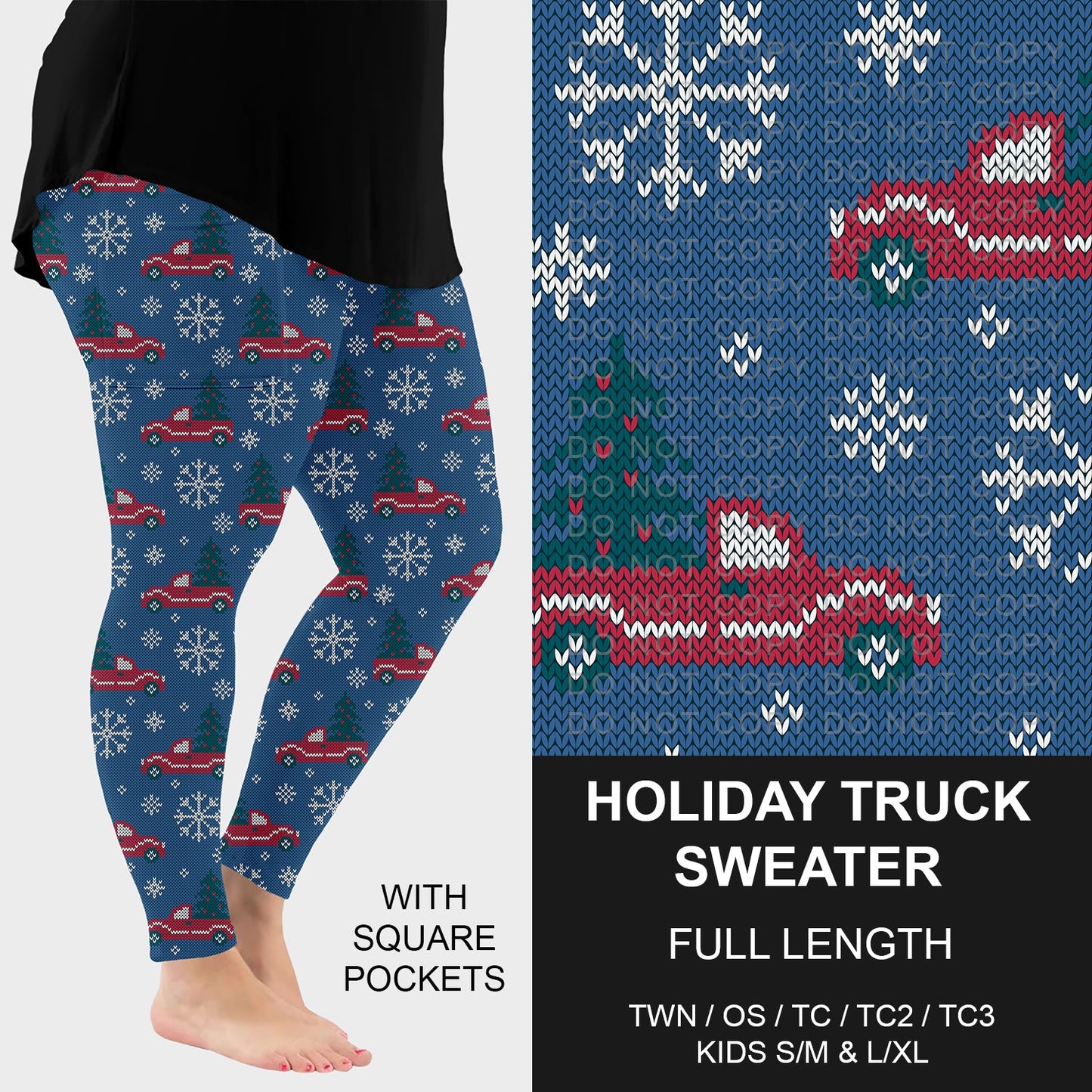 B255 - Preorder Holiday Truck Sweater Leggings w/ Pockets (Closes 10/12. ETA early Dec.)