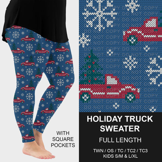 B255 - Preorder Holiday Truck Sweater Leggings w/ Pockets (Closes 10/12. ETA early Dec.)