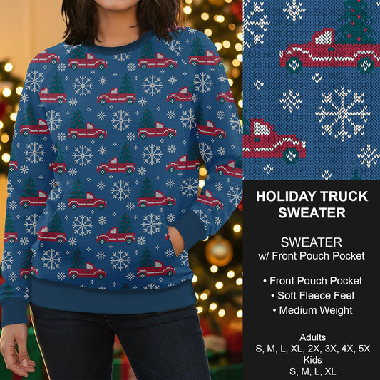 B255 - Preorder Holiday Truck Sweater w/ Front Pocket (Closes 10/12. ETA early Dec.)