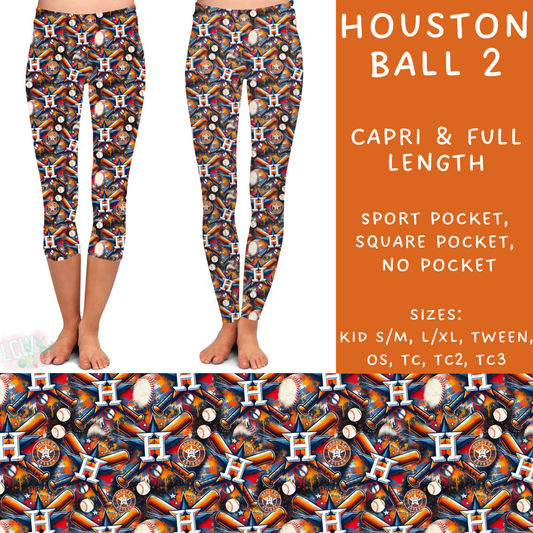 Batch #498 - Strike Out 3 - Closes 3/2 - ETA early May - Houston Ball 2 Full and Capri Length Leggings - Alonna's Legging Land
