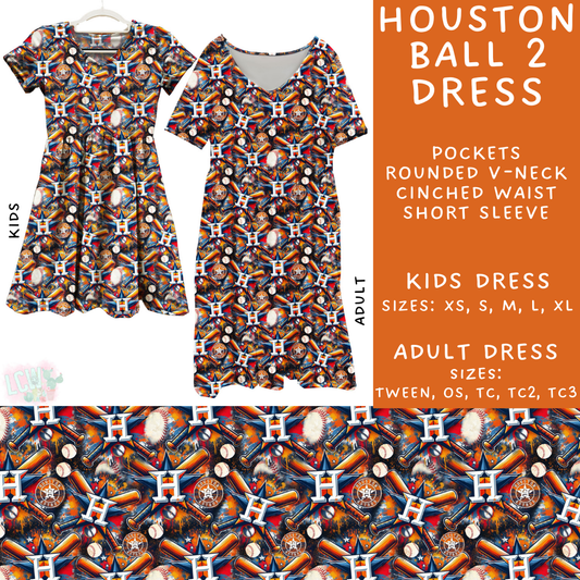 Batch #498 - Strike Out 3 - Closes 3/2 - ETA early May - Houston Ball 2 Adult & Kids Dresses - Alonna's Legging Land