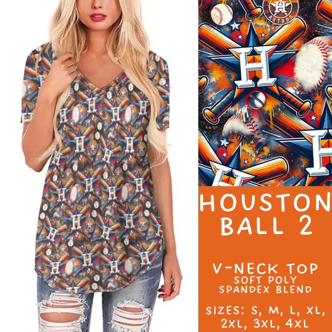 Batch #498 - Strike Out 3 - Closes 3/2 - ETA early May - Houston Ball 2 V-Neck Tee - Alonna's Legging Land