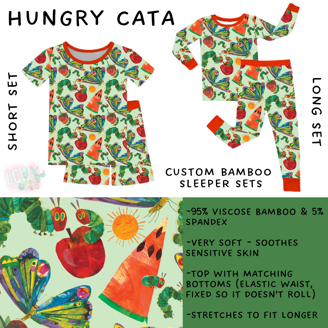 Ready To Ship - Hungry Cata Bamboo Long Sleeper Set - 12 - 18 Mos
